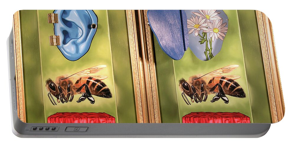 Portable Battery Charger featuring the painting Death of the Canadian Bee by Paxton Mobley