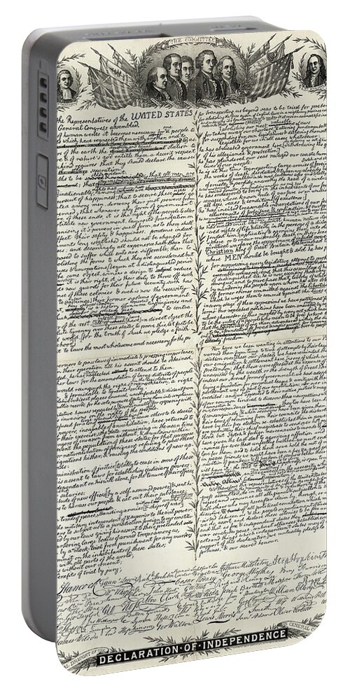 1776 Portable Battery Charger featuring the drawing Declaration Of Independence by Granger