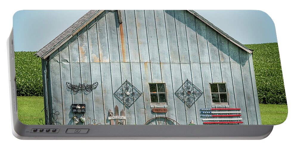 Barn Portable Battery Charger featuring the photograph Decorated Barn by Paul Freidlund