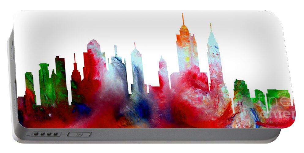 Martha Portable Battery Charger featuring the painting Decorative Skyline Abstract New York P1015C by Mas Art Studio