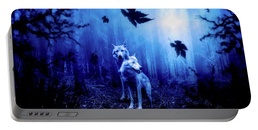 Wolf Portable Battery Charger featuring the photograph Deep In The Forest by Mountain Dreams