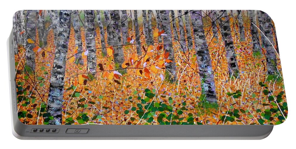 Art Portable Battery Charger featuring the painting Deep in the woods- LARGE WORK by Angie Wright