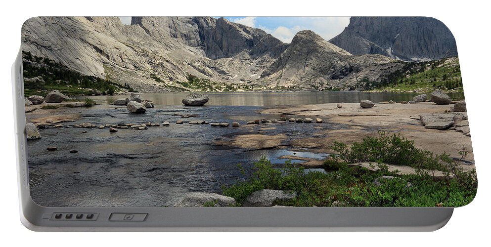Wyoming Portable Battery Charger featuring the photograph Deep Lake and Temple Mountains by Brett Pelletier