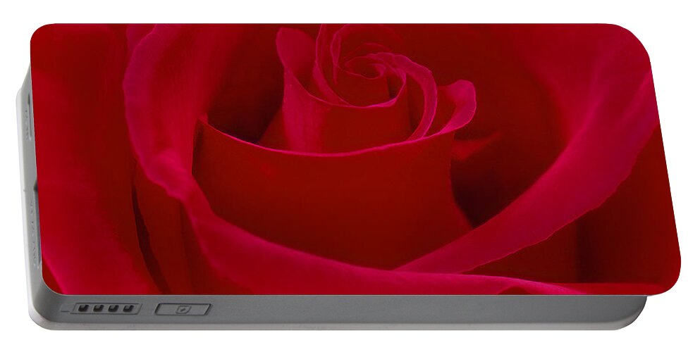 Red Rose Portable Battery Charger featuring the photograph Deep Red Rose by Mike McGlothlen