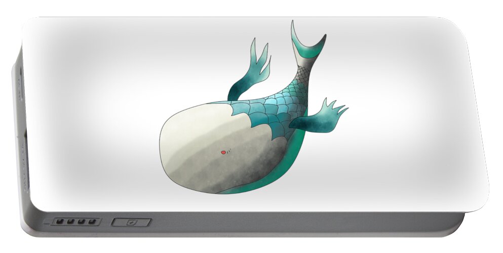 Deep Sea Fish Is A Digital Painting That Is An Artistic Vision Of A Deep-sea Fish. Portable Battery Charger featuring the digital art Deep Sea Fish by Piotr Dulski