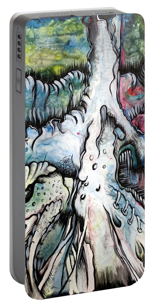 Tree Portable Battery Charger featuring the painting Deeply Rooted III by Shadia Derbyshire