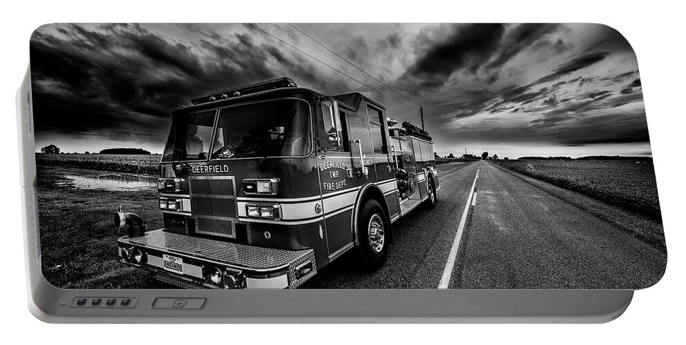 Firetruck Portable Battery Charger featuring the photograph Deerfield Fire Dept by Kevin Cable