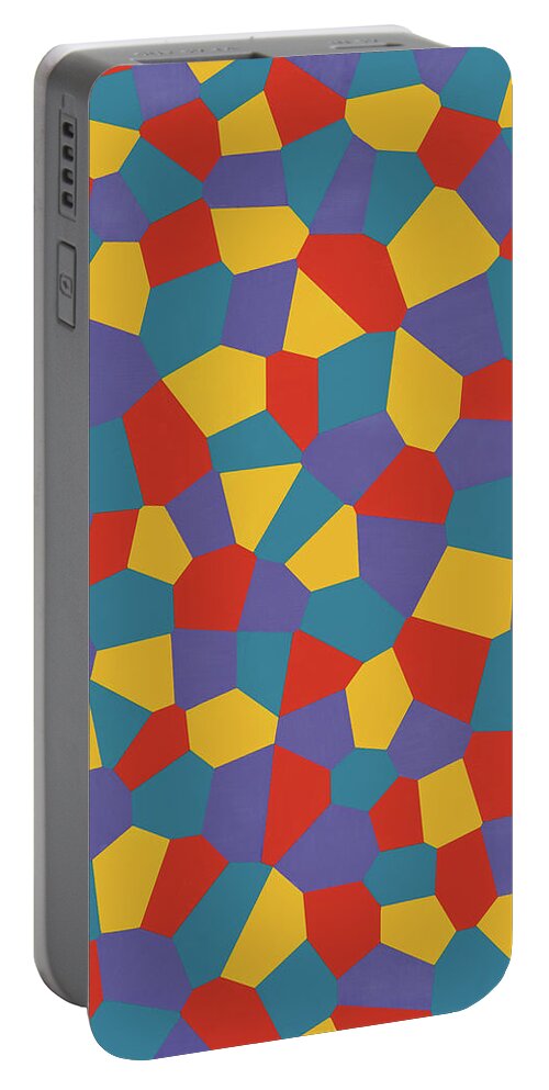 Abstract Portable Battery Charger featuring the painting Delaunay Triptych Panel 1 by Janet Hansen