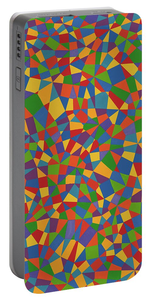 Abstract Portable Battery Charger featuring the painting Delaunay Triptych Panel 2 by Janet Hansen