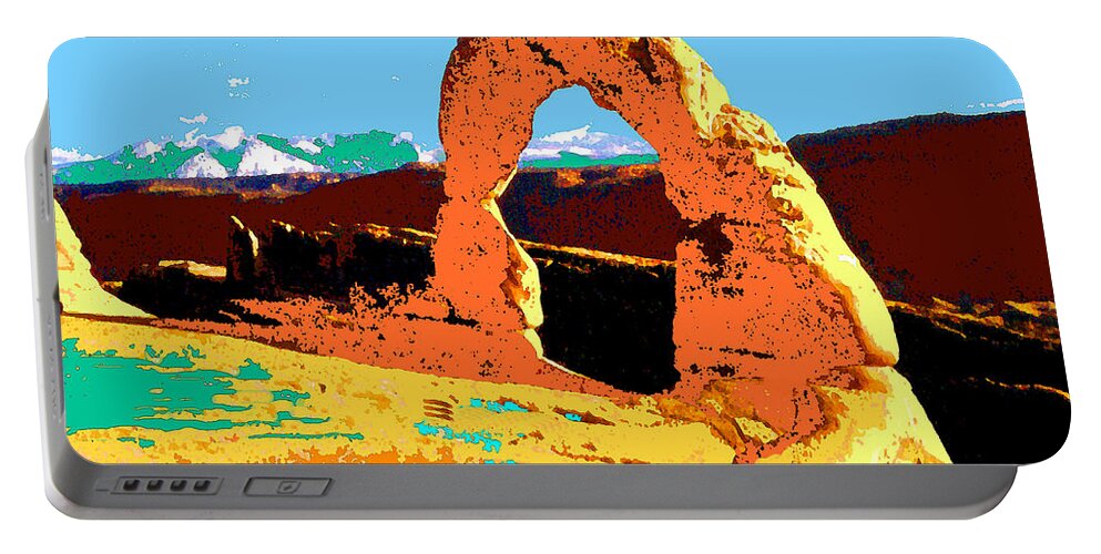 Delicate+arch Portable Battery Charger featuring the painting Delicate Arch Utah - Pop Art by Peter Potter