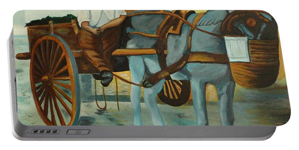 Donkey Portable Battery Charger featuring the painting Delivery Wagon by David Bigelow
