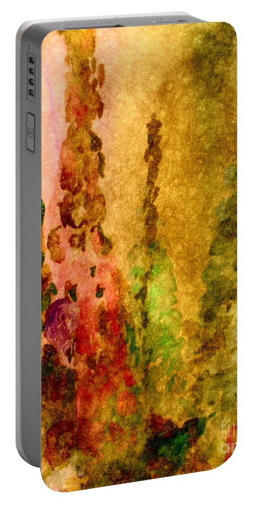 Flower Portable Battery Charger featuring the painting Delphiniums by Julie Lueders 