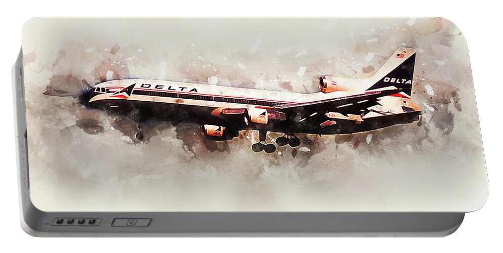 Lockheed Portable Battery Charger featuring the digital art Delta Air Lines Lockheed L-1011 TriStar by Airpower Art