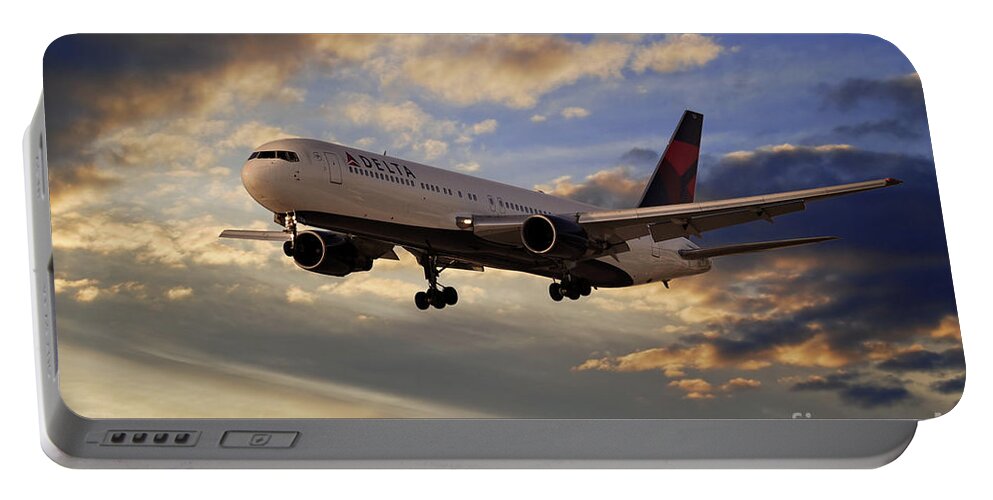 Boeing Portable Battery Charger featuring the digital art Delta Airlines Boeing 767-300 by Airpower Art