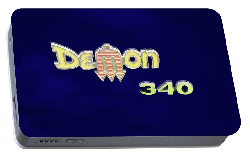 Dodge Portable Battery Charger featuring the photograph Demon 340 Emblem by Mike McGlothlen