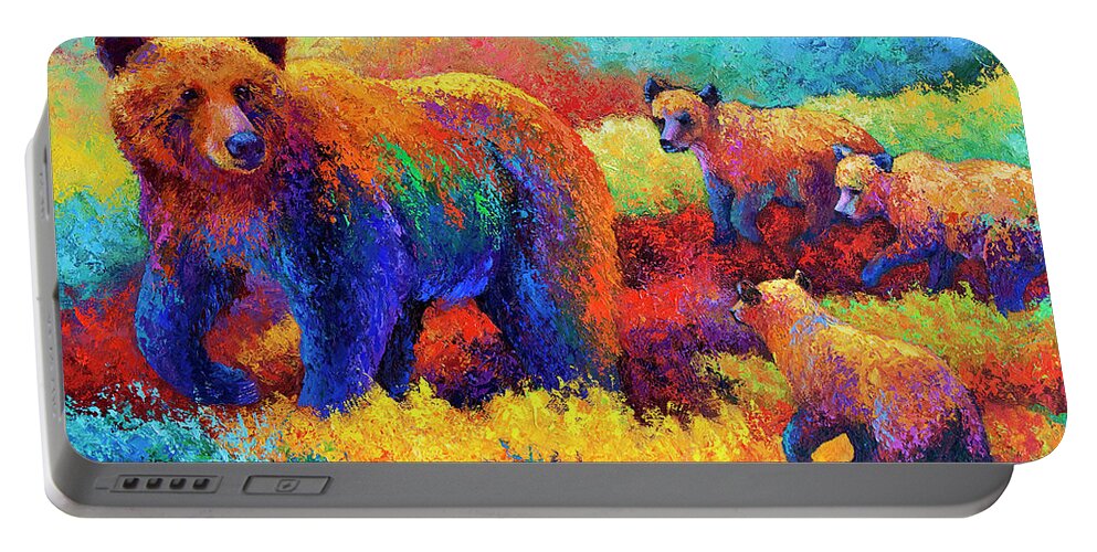 Bear Bears Portable Battery Charger featuring the painting Denali Family by Marion Rose