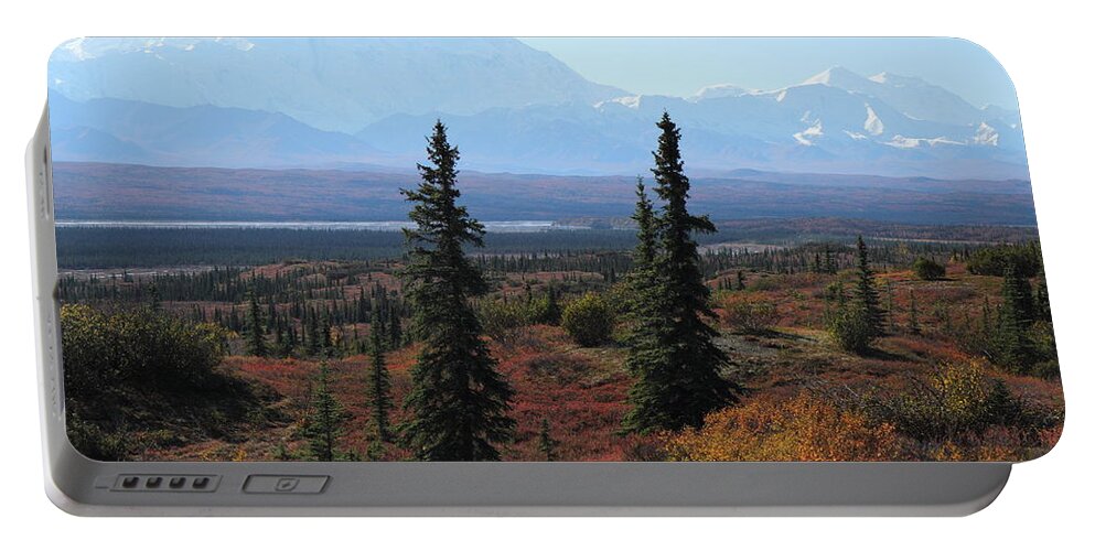 Denali Portable Battery Charger featuring the photograph Denali From Near Wonder Lake by Steve Wolfe