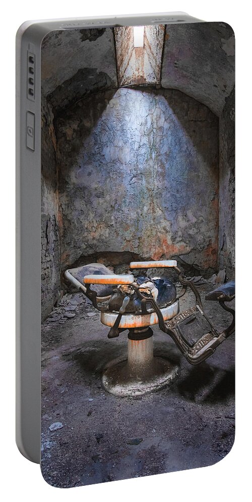 Eastern State Penitentiary Portable Battery Charger featuring the photograph Dental Chair ESP by Tom Singleton