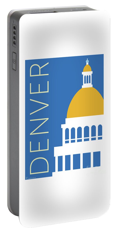 Denver Portable Battery Charger featuring the digital art DENVER Capitol/Blue by Sam Brennan