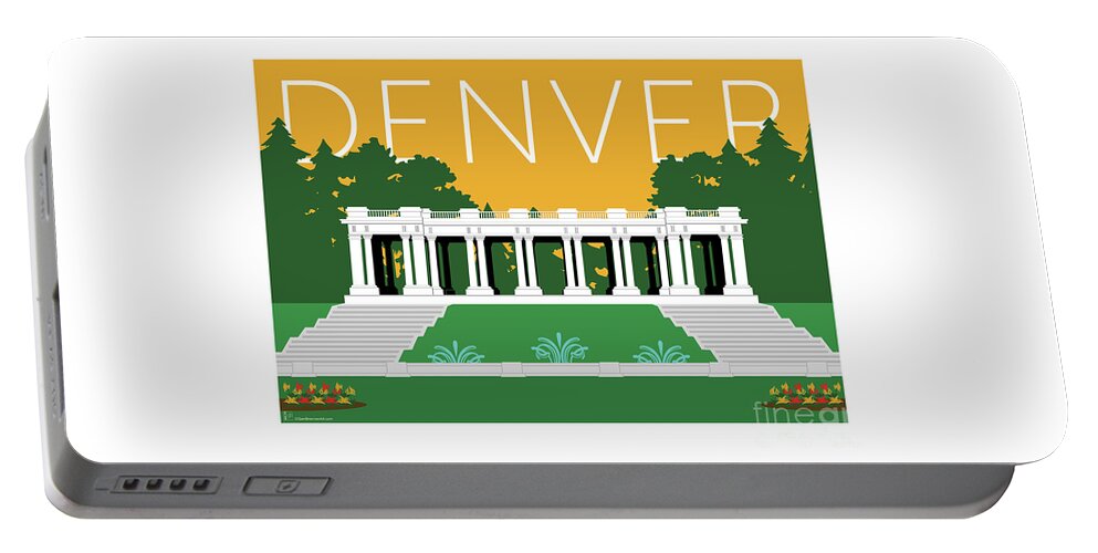Denver Portable Battery Charger featuring the digital art DENVER Cheesman Park/Gold by Sam Brennan