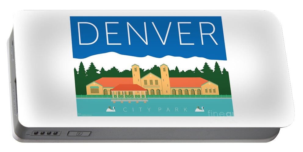 Denver Portable Battery Charger featuring the digital art DENVER City Park by Sam Brennan