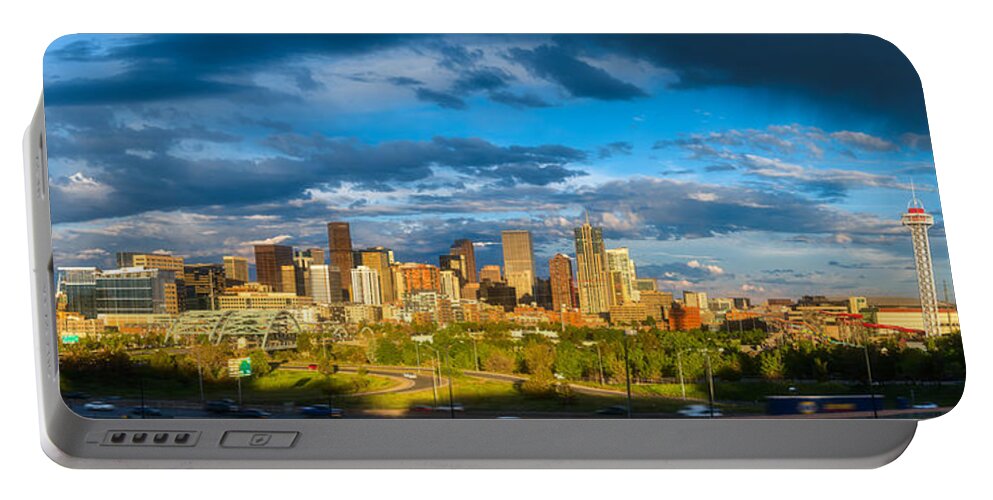 Denver Portable Battery Charger featuring the photograph Denver's Golden Light by Darren White