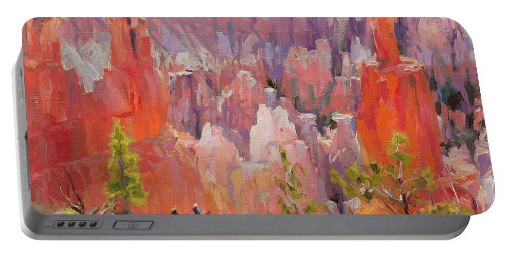 Southwest Portable Battery Charger featuring the painting Descent into Bryce by Steve Henderson