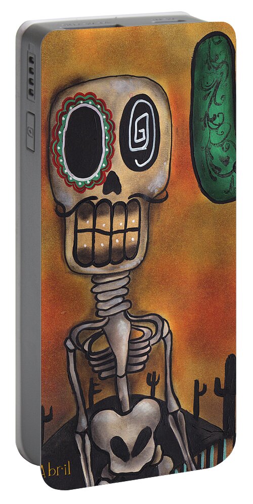 Day Of The Dead Portable Battery Charger featuring the painting Desert by Abril Andrade