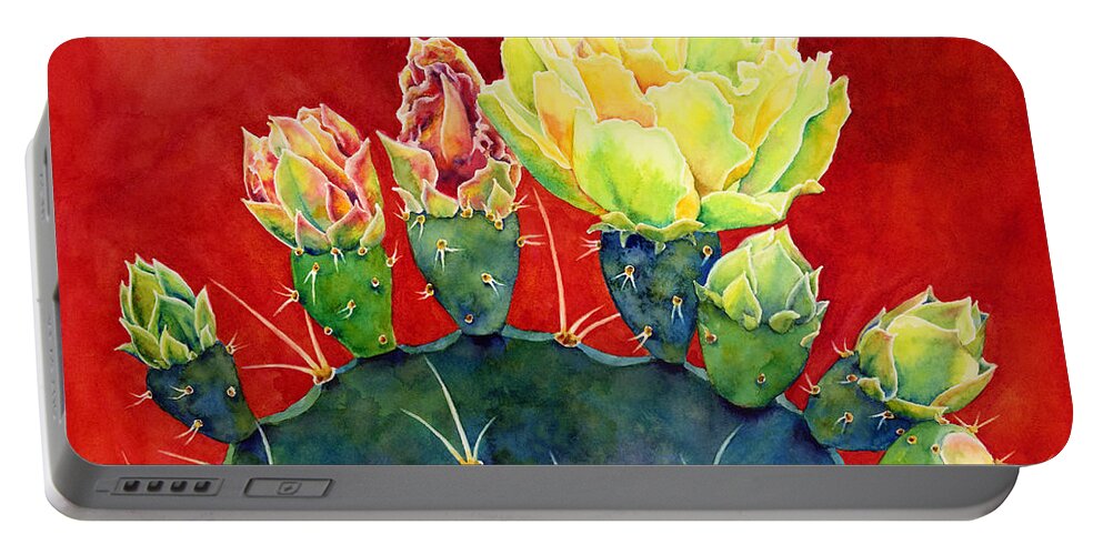 Cactus Portable Battery Charger featuring the painting Desert Bloom 3 by Hailey E Herrera