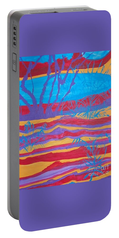 Abstract Portable Battery Charger featuring the painting Desert Color by Hal Newhouser