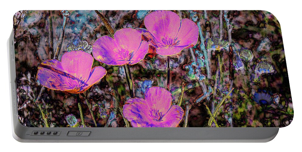Dessert Flower Abstract Portable Battery Charger featuring the photograph Desert Flowers Abstract by Penny Lisowski