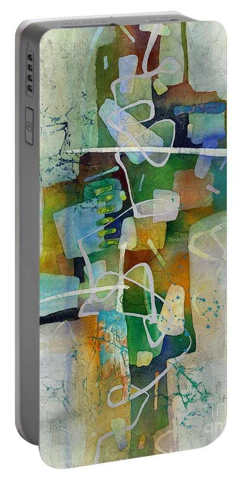 Abstract Portable Battery Charger featuring the painting Desert Pueblo by Hailey E Herrera