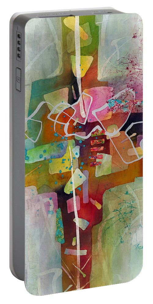 Abstract Portable Battery Charger featuring the painting Desert Pueblo 2 by Hailey E Herrera