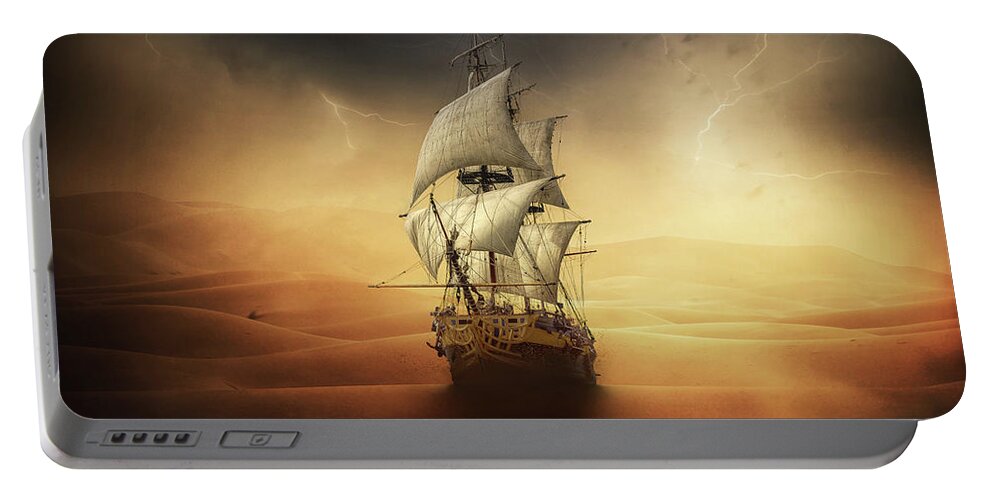 Sand Portable Battery Charger featuring the digital art Desert Storm by Zoltan Toth