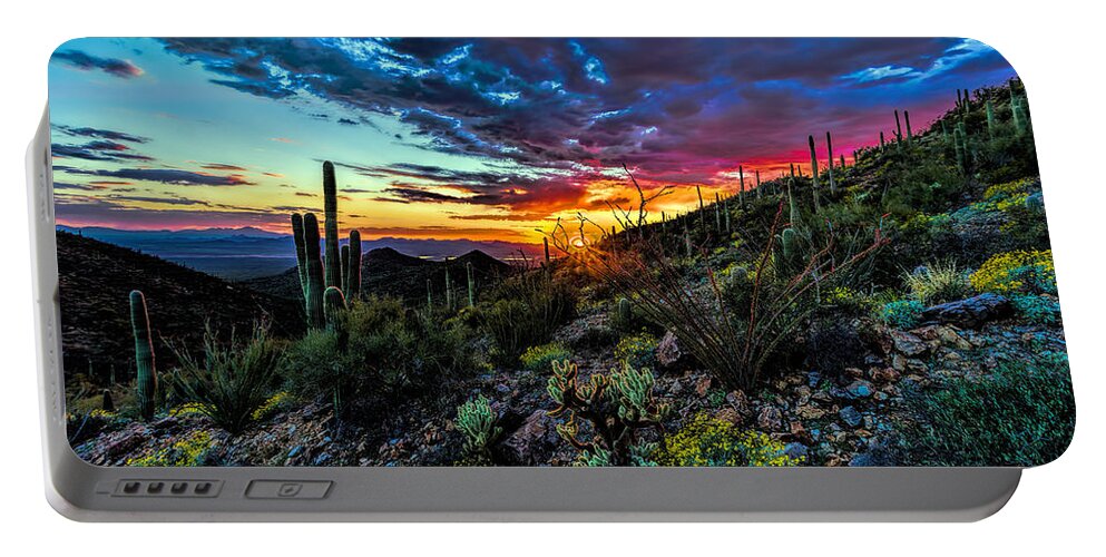 Desert Sunset Hdr 01 Portable Battery Charger featuring the photograph Desert Sunset HDR 01 by Josh Bryant