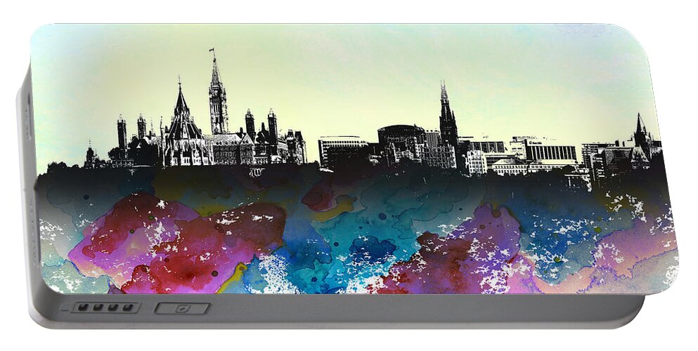 Cityscape Portable Battery Charger featuring the digital art Design 106 Ottawa by Lucie Dumas