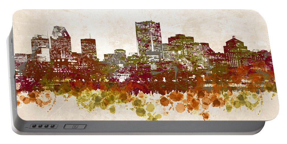 Montreal Portable Battery Charger featuring the digital art Design 46 City Skyline by Lucie Dumas