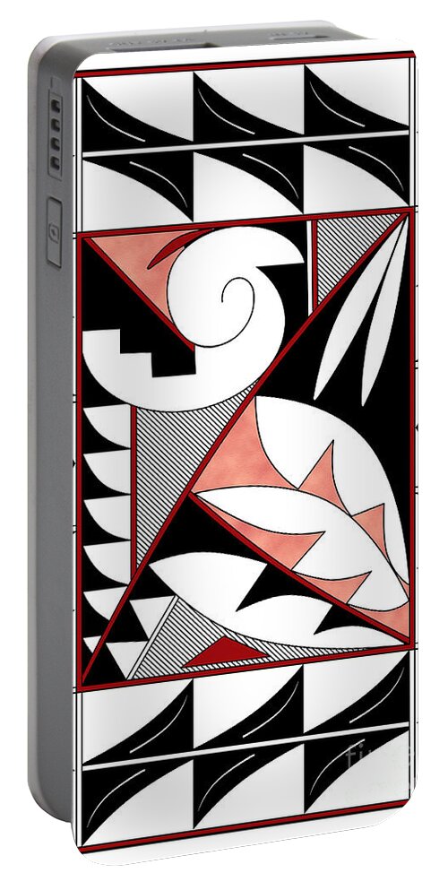 Southwest Portable Battery Charger featuring the digital art Southwest Collection - Design Four in Red by Tim Hightower