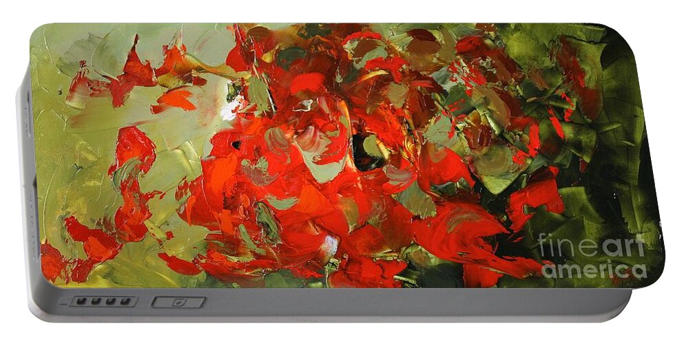 Green And Orange Abstract Portable Battery Charger featuring the painting Desire by Preethi Mathialagan