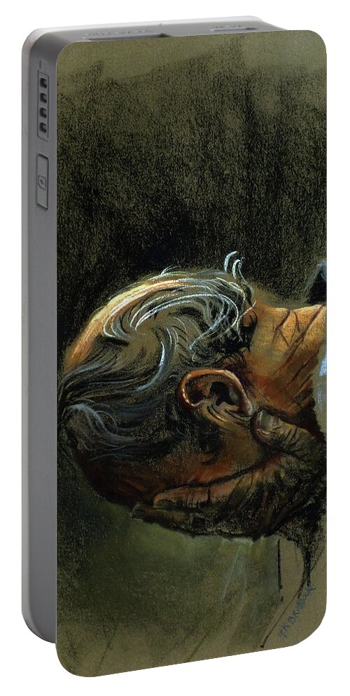 Cast Portable Battery Charger featuring the painting Despair. Why are you downcast? by Graham Braddock