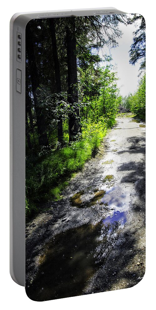Road Portable Battery Charger featuring the photograph Deserted Road After the Rain by Madeline Ellis