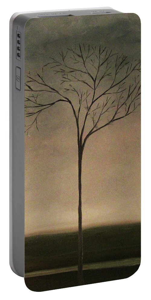 Tree Portable Battery Charger featuring the painting Det lille treet - The Little Tree by Tone Aanderaa