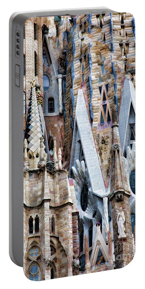 La Sagrada Familia Portable Battery Charger featuring the photograph Details La Sagrada Familia Color by Chuck Kuhn