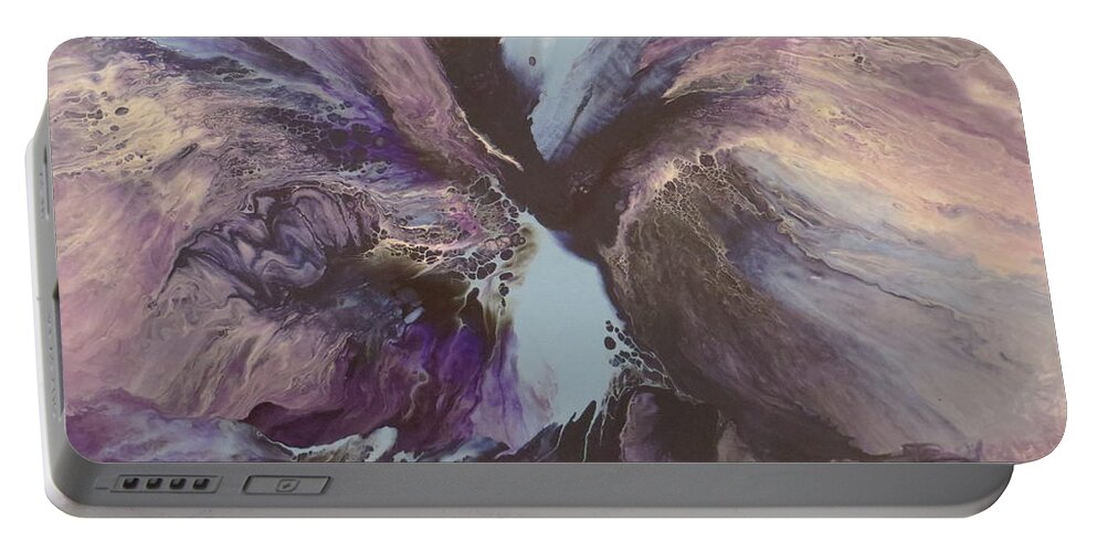 Abstract Portable Battery Charger featuring the painting Determination by Soraya Silvestri