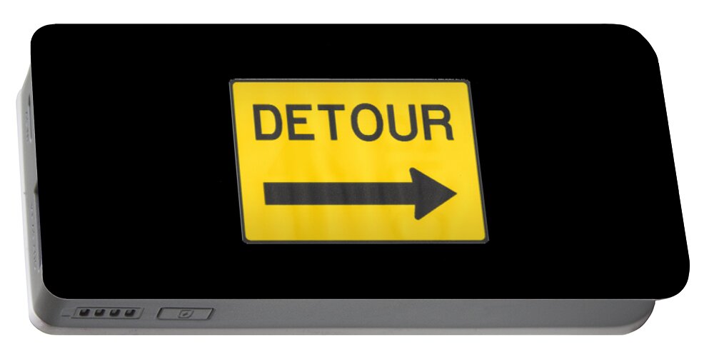 Signs Portable Battery Charger featuring the painting Detour T-shrit by Herb Strobino