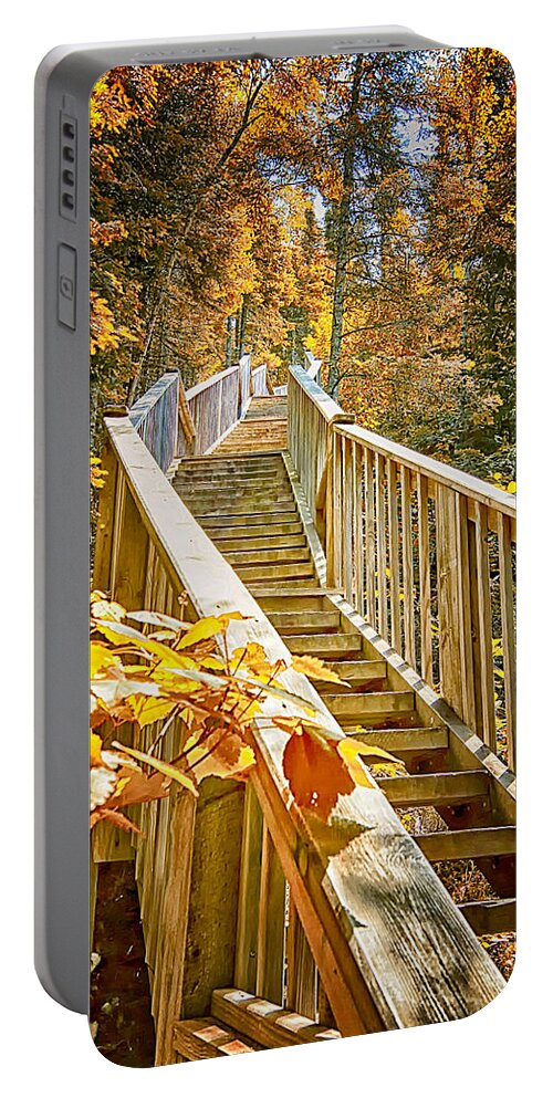 Judge Magney State Park Portable Battery Charger featuring the photograph Devil's Kettle Stairway by Linda Tiepelman
