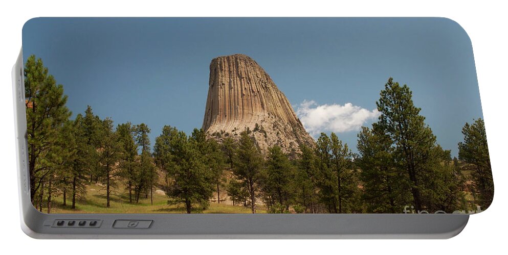 Devil's Tower National Monument Portable Battery Charger featuring the photograph Devil's Tower and Trees by Julia McHugh