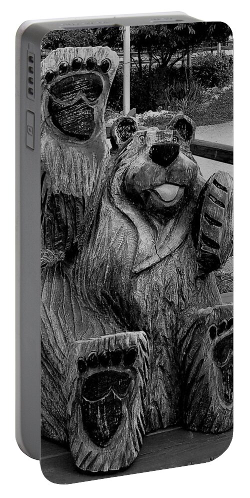 Beautiful Portable Battery Charger featuring the photograph Devil's Tower Bear1 B W by Rob Hans
