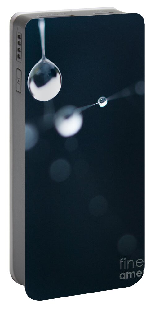 Dew Portable Battery Charger featuring the photograph Dewdrops on cobweb 005 by Clayton Bastiani