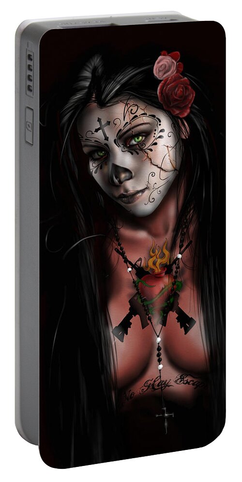 Pete Portable Battery Charger featuring the painting Dia De Los Muertos 3 by Pete Tapang